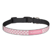 Pink Dog Paw Print Pattern Rosy Girly Dog Paws Pet Collar (Front)