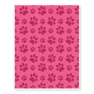 Pink dog paw print temporary tattoos