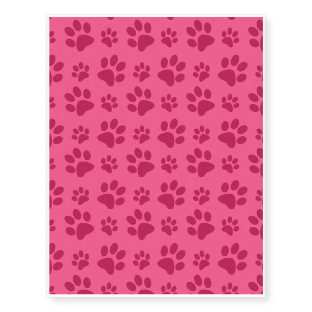 Pink dog paw print temporary tattoos (Front)