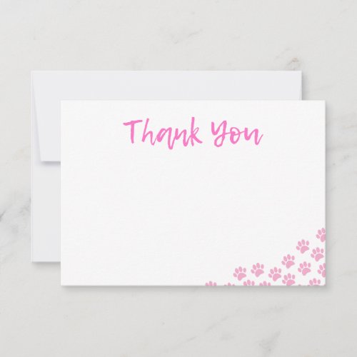 Pink Dog Paw Prints Dog Birthday Thank You Pet Note Card