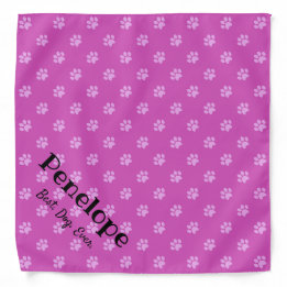 Pink Dog Paw Prints Personalize Name & Message Bandana
