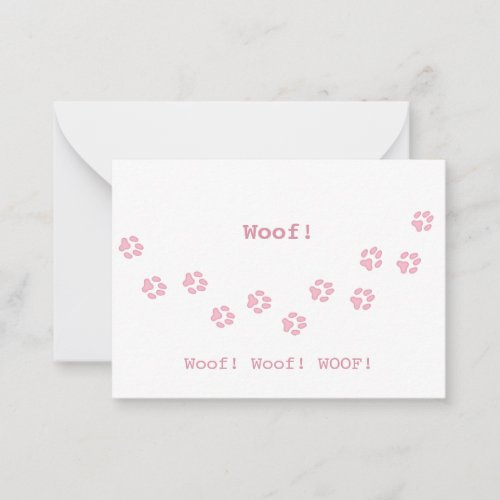 Pink Dog Paw Prints Pet Owners Cute Personalized Note Card