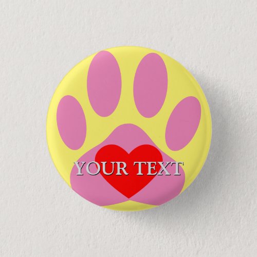 Pink Dog Pawprint Custom Name Button