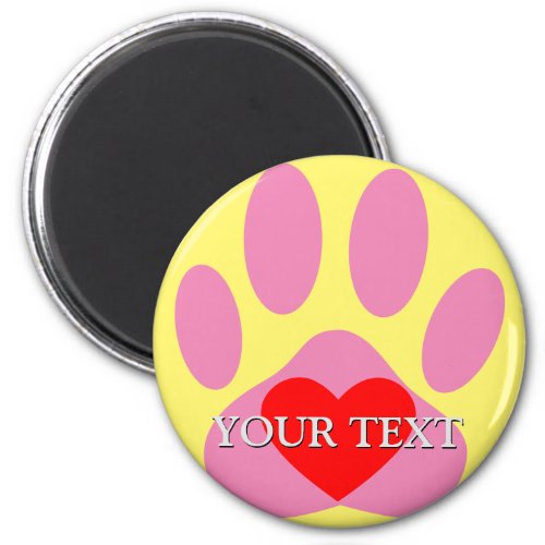 Pink Dog Pawprint Custom Name Magnet