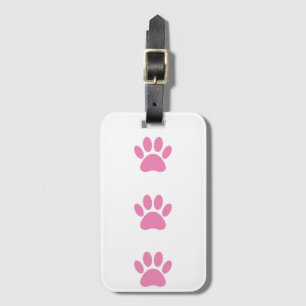 Pink Dog Pawprint Luggage Tag