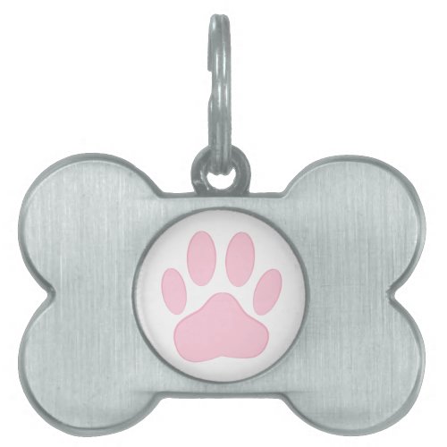 Pink Dog Pawprint Pet Name Tag