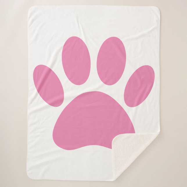 Pink Dog Pawprint Sherpa Blanket (Front)