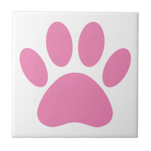 Pink Dog Pawprint Square Ceramic Tile