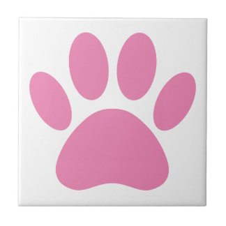 Pink Dog Pawprint Square Ceramic Tile