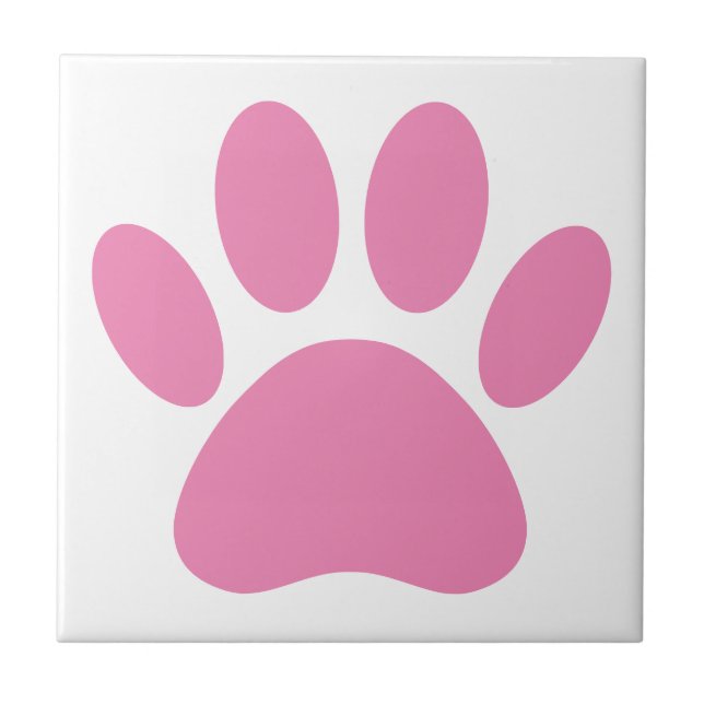 Pink Dog Pawprint Square Ceramic Tile (Front)