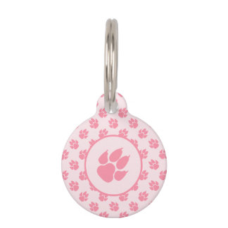 Pink Dog Paws And Custom Pet Info Pet ID Tag