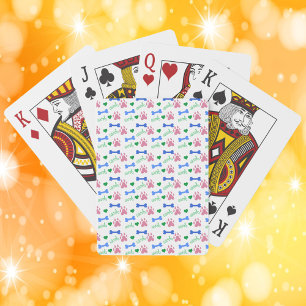 Pink Dog Paws Blue Bones Green Hearts Woof Pattern Poker Cards
