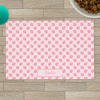 Pink Dog Paws Pattern With Custom Name Placemat