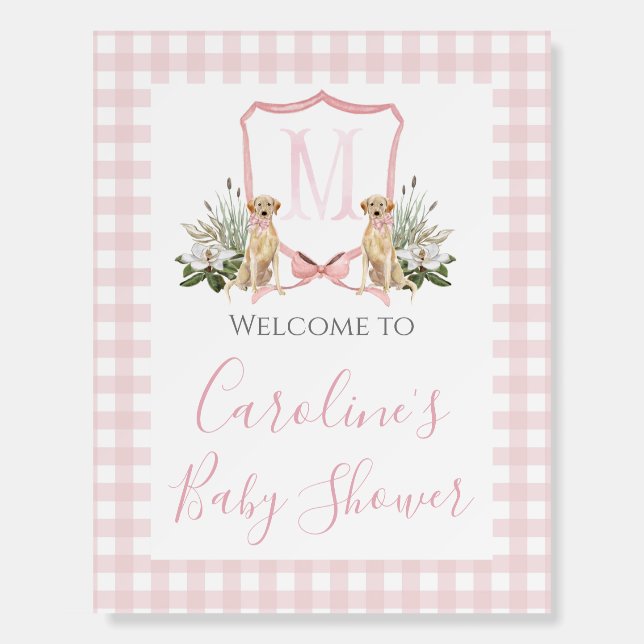Pink Dog Preppy Girl Southern Baby Shower Foam Board (Front)