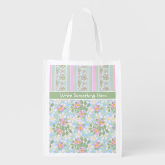 Pink Dog Roses and Stripes Custom Shopping Bag