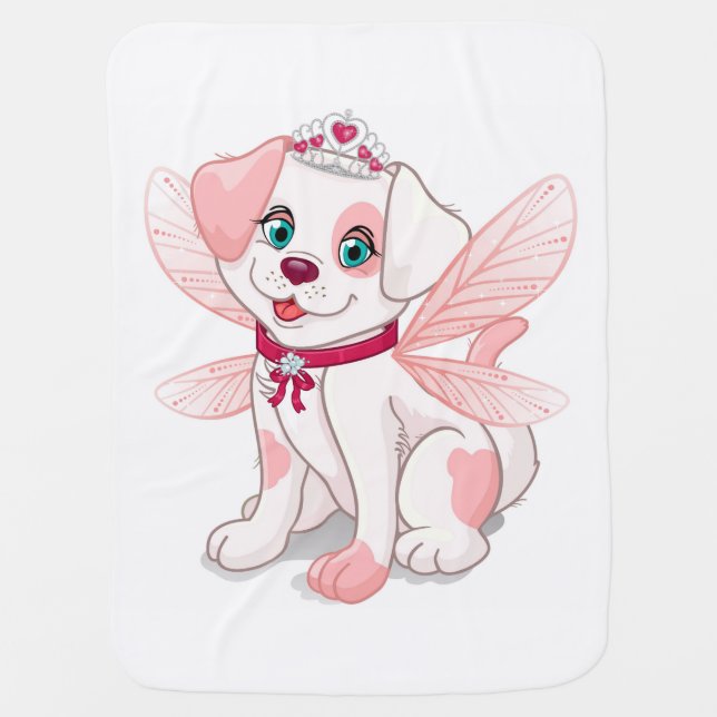 Pink dog sitting stroller blanket (Front)