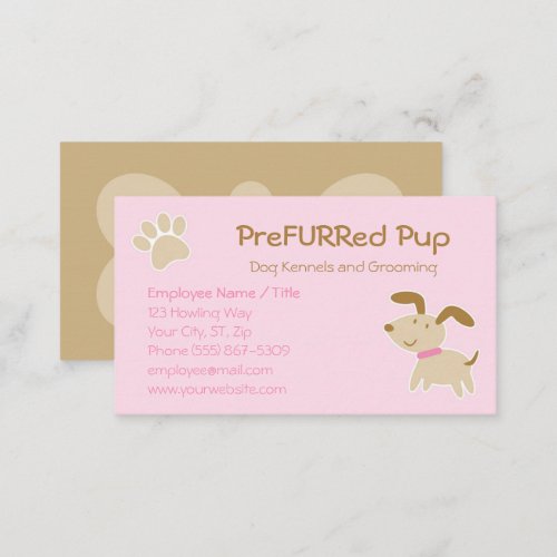 Pink Dog with Paw Print and Bone Business Card