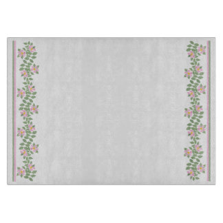 Pink Dogrose Patterns: Glass Cutting Board