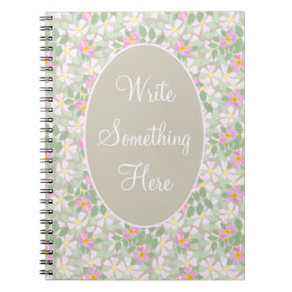 Pink Dogroses on Taupe Spiral Notebook