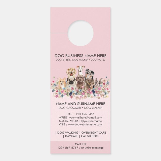 Pink Dogs Door Hanger