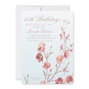 Pink Dogwood Birthday Party Invitation
