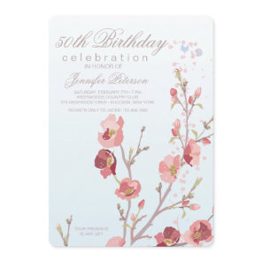 Pink Dogwood Birthday Party Invitation