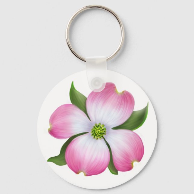 Pink Dogwood Blossom Keychain (Front)