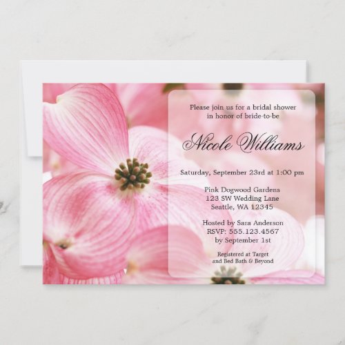 Pink Dogwood Blossoms Bridal Shower Invitation