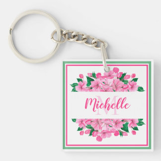 Pink Dogwood Blossoms - Personalized Keychain