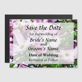 Pink Dogwood Blossoms Save the Date Magnetic Invitation