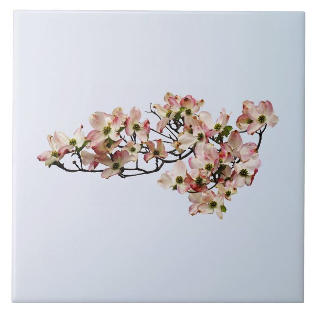 Pink Dogwood Branch Ceramic Tile (Front)