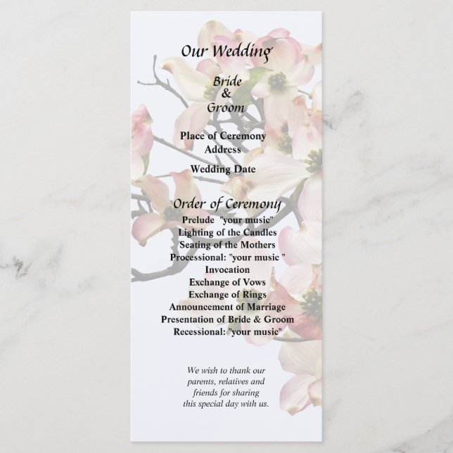 Pink Dogwood Branch Program (Front)