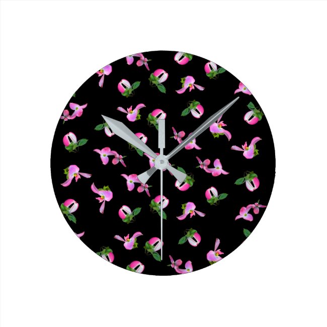 Pink Dogwood Floral Indoor Wall Clock