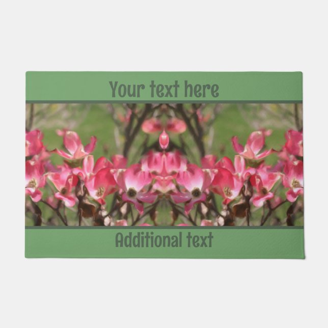 Pink Dogwood Flower Blossom Painting Personalized Doormat (Front)
