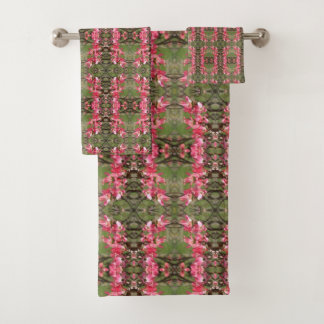 Pink Dogwood Flower Blossoms Painting Abstract Bath Towel Set