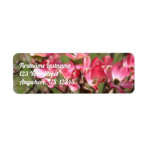 Pink Dogwood Flower Blossoms Painting Address Label