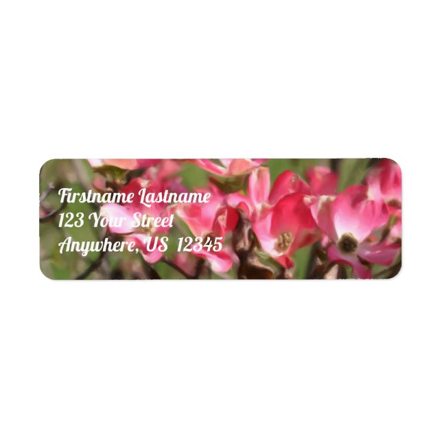 Pink Dogwood Flower Blossoms Painting Address Label (Front)