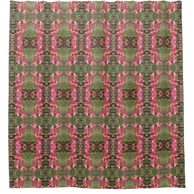 Pink Dogwood Flower Blossoms Painting Pattern Shower Curtain (Front)