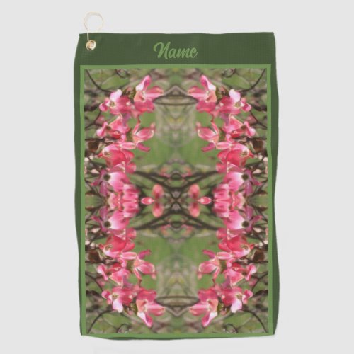 Pink Dogwood Flower Blossoms Painting Personalized Golf Towel