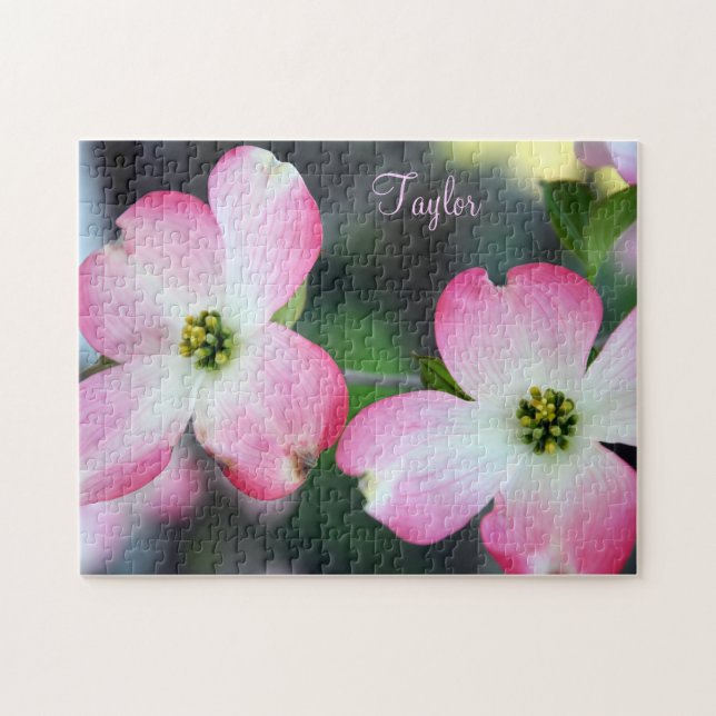 Pink Dogwood Flower Personalized Gift Puzzle (Horizontal)