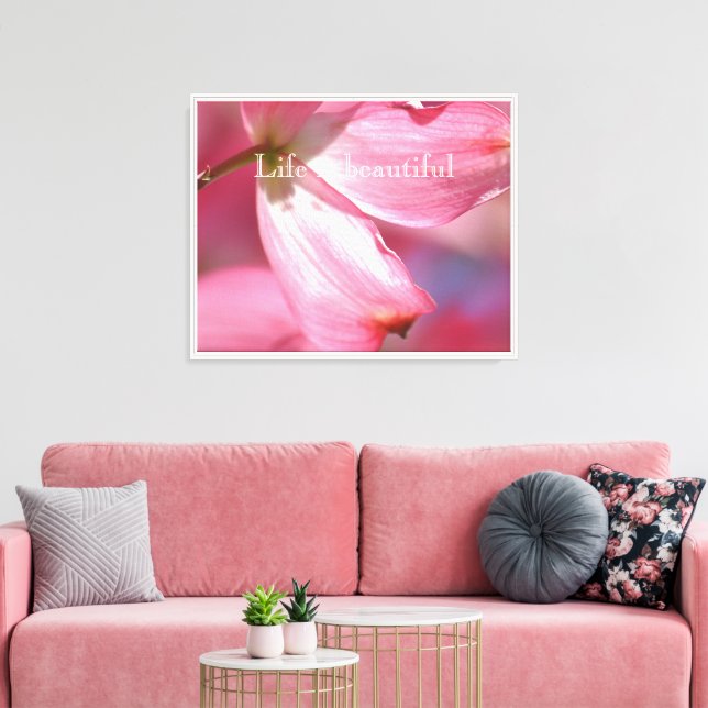 Pink Dogwood Flowers Canvas Print (Insitu(LivingRoom))