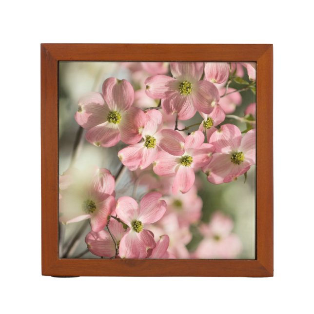 Pink dogwood flowers desk organizer (Front)