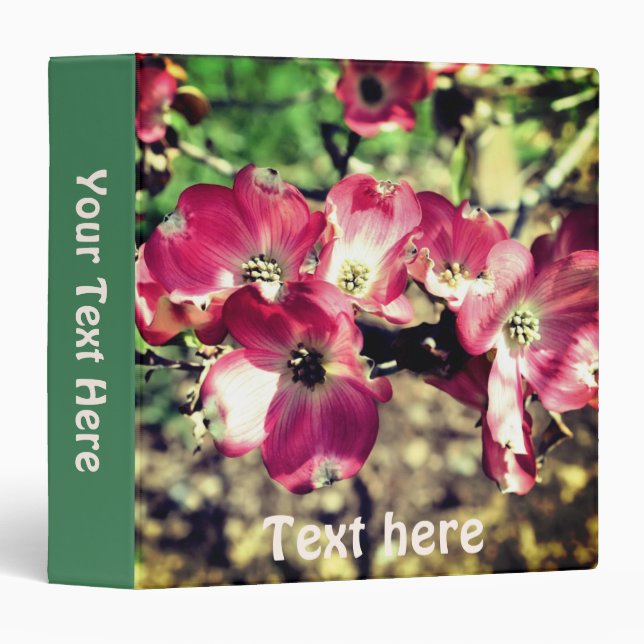 Pink Dogwood Flowers Personalized 3 Ring Binder (Front/Spine)