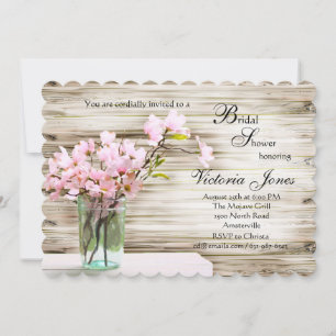 Pink Dogwood in Mason Jar Invitation #2