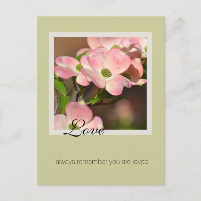 Pink Dogwood Personalized Love Inspirational Quote Postcard (Front)