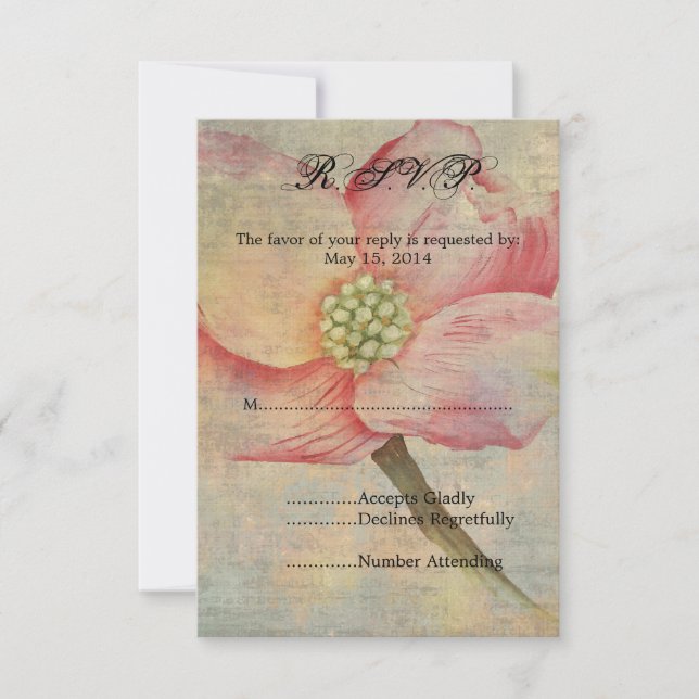 Pink Dogwood  RSVP Card (Front)