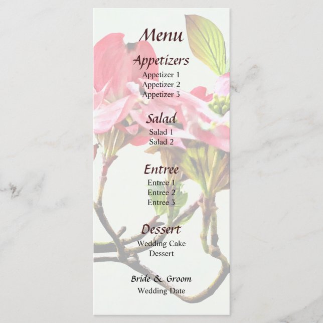 Pink Dogwood Wedding Menu (Front)