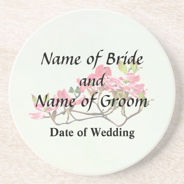 Pink Dogwood Wedding Products Coaster (Front)