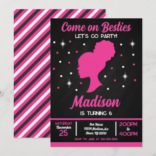 Pink Doll Besties Fashion Party Birthday Invitation