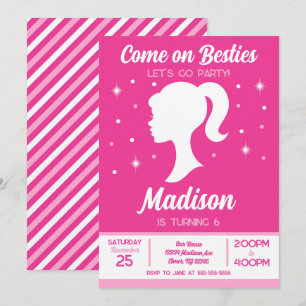 Pink Doll Besties Fashion Party Birthday  Invitation